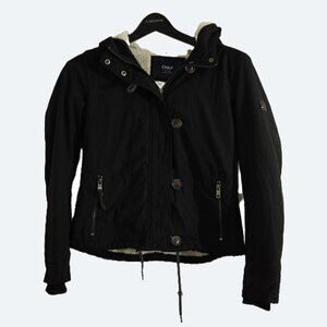 COPY - Only black hoodie sherpa lined bomber jacket size S